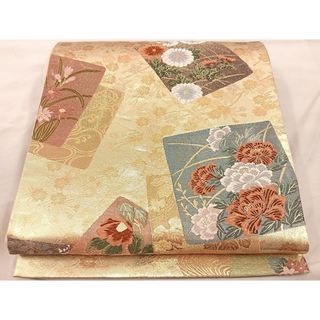 平和屋着物◎六通柄袋帯　唐織　色紙重ね花文　金糸　正絹　逸品　BAAU0487mz(帯)
