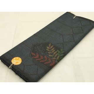 平和屋着物▼紬　反物　着尺　亀甲　枝葉　正絹　逸品　未使用　AAAX3639ay