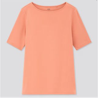 ユニクロ(UNIQLO)の【即日！匿名配送】 UNIQLO ストレッチコットンボートネックT 半袖 M(Tシャツ(半袖/袖なし))
