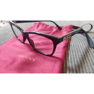 グッチ(GUCCI)の【新品未使用】GUCCI☆ラインストーン☆メガネフレーム☆黒縁☆ロゴ(サングラス/メガネ)