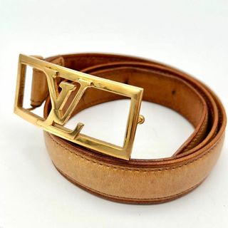 ルイヴィトン(LOUIS VUITTON)のルイヴィトン ベルト　サンチュール LVロゴ　スクエア　ブラウン　ゴールド(ベルト)