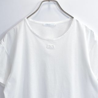 クレージュ(Courreges)の80～90s Courreges クレージュ ACロゴ 刺繍 デザイン Tシャツ カットソー フレンチ ホワイト ヴィンテージ ビンテージ ライセンス古着 レディースL相当(Tシャツ(半袖/袖なし))