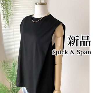 【新品】Spick & Span クリア天竺ノースリーブプルオーバー 黒