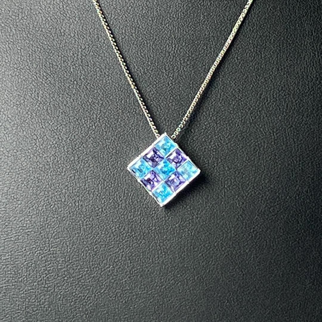 【SWAROVSKI】スティルスクエアクリスタルネックレス★国内発 SWAROVSKI - SWAROVSKI スワロフスキー ブルークリスタル