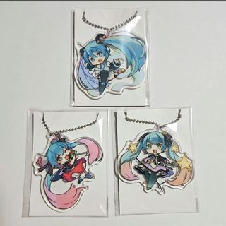タイトーくじ アクリルチャーム 初音ミク 3個セット(キャラクターグッズ)