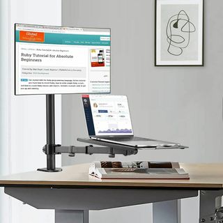 デュアルモニターアーム - トレイ付き、多角度調節可能、13-32インチ(PC周辺機器)