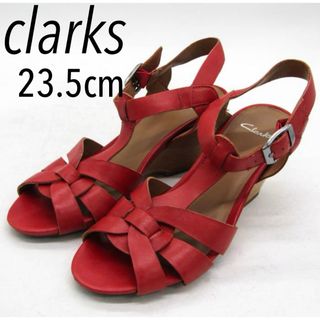 クラークス(Clarks)のクラークスサンダル ウエッジソール ブランド 靴 赤 レディース UK4サイズ (サンダル)