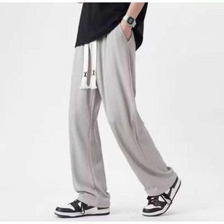 シンプル ジャージ ストレート スウェットパンツ グレー XL 男女兼用 新品(ワークパンツ/カーゴパンツ)