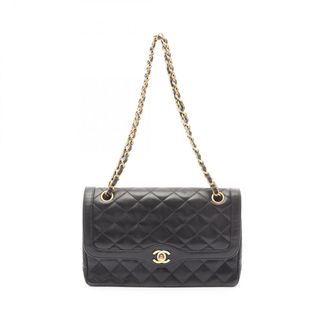 シャネル(CHANEL)のシャネル CHANEL マトラッセ パリ限定 Wフラップ ショルダーバッグ バッグ ラムスキン（羊革） レディース ブラック系 【中古】(ショルダーバッグ)