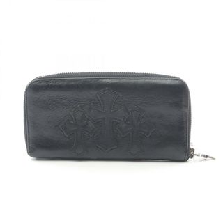 クロムハーツ(Chrome Hearts)のクロムハーツ CHROME HEARTS 3セメタリークロスパッチ レックウォレット ラウンド長財布 財布 レザー メンズ ブラック系 【中古】(長財布)
