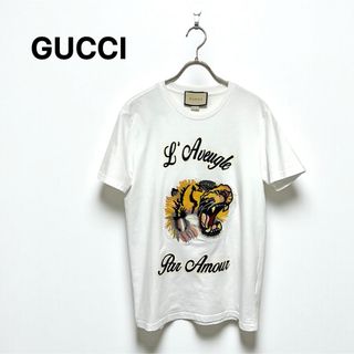 グッチ(GUCCI)の【希少】GUCCI グッチ ミケーレ期 虎刺繍 Tシャツ 半袖 ホワイト L(Tシャツ/カットソー(半袖/袖なし))