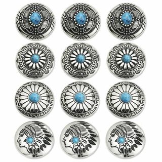 【在庫セール】コンチョ ボタン ターコイズ 12個セット 30mm ネジ 付き 