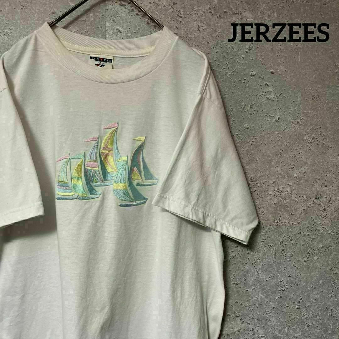 JERZEES(ジャージーズ)のJERZEES ジャージーズ Tシャツ 半袖 ヨット 刺繍 オシャレ M メンズのトップス(Tシャツ/カットソー(半袖/袖なし))の商品写真