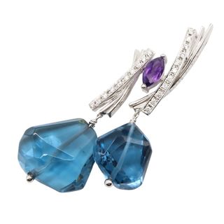 ジュエリー JEWELRY ブルートパーズ ペンダントトップ ペンダントトップ ジュエリー K18WG（ホワイトゴールド） ダイヤモンド ブルートパーズ /アメジスト レディース ブルー系 / クリア系 ﾄﾊﾟｰｽﾞ 13.1g 【中古】(その他)