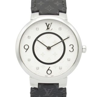 ルイヴィトン(LOUIS VUITTON)のルイ・ヴィトン LOUIS VUITTON タンブールスリムGM 8Pダイヤ 腕時計 時計 ステンレススチール レザーベルト ダイヤモンド メンズ シルバー系 Q1E01Z 【中古】(腕時計(アナログ))