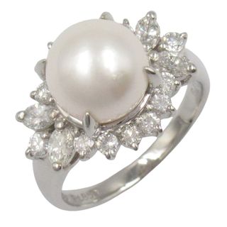 ジュエリー JEWELRY パール ダイヤモンド リング リング・指輪 ジュエリー Pt850プラチナ ダイヤモンド パール レディース クリア系 / ホワイト系 ﾊﾟｰﾙ 7.7g 【中古】(リング(指輪))