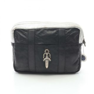 クロムハーツ(Chrome Hearts)のクロムハーツ CHROME HEARTS ラージダガー ジップ クラッチ ポーチ バッグ レザー メンズ ブラック系 / シルバー系 【中古】(ポーチ)