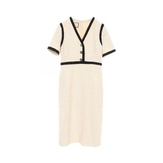 グッチ(GUCCI)のグッチ GUCCI インターロッキングGボタン ワンピース 衣料品 トップス コットン レディース ベージュ系 / ブラック系 572387 【中古】(その他)