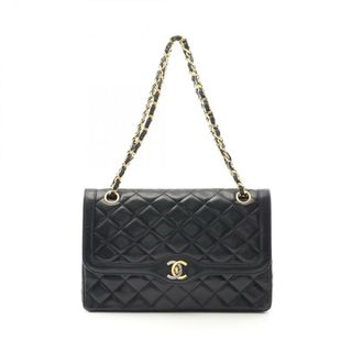 シャネル(CHANEL)のシャネル CHANEL マトラッセ パリ限定 Wフラップ ショルダーバッグ バッグ ラムスキン（羊革） レディース ブラック系 【中古】(ショルダーバッグ)