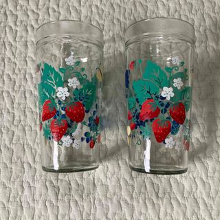 ガラスコップ　昭和レトロ当時物　いちご2個(グラス/カップ)