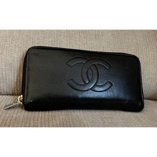 シャネル(CHANEL)の正規品　CHANEL ラウンドファスナー　長財布　キャビアスキン　黒　レザー(財布)