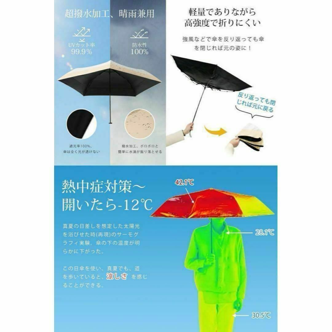 日傘 折り畳み 遮光100% 晴雨兼用 超軽量 コンパクト パステル グリーン レディースのファッション小物(傘)の商品写真