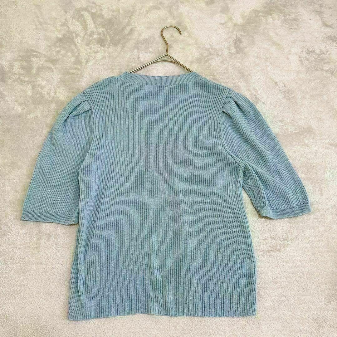 【ヴィンテージ】(F) 無地 薄手 ニット 半袖 ショート Tシャツ カットソー レディースのトップス(ニット/セーター)の商品写真