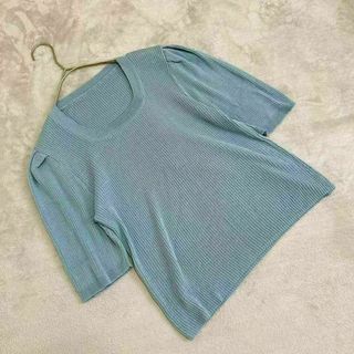 【ヴィンテージ】(F) 無地 薄手 ニット 半袖 ショート Tシャツ カットソー(ニット/セーター)