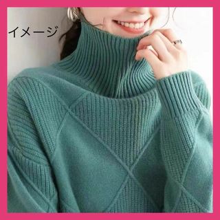 ミント　ニット タートルネックセーター　オルチャン　通勤　部屋着　韓国(ニット/セーター)