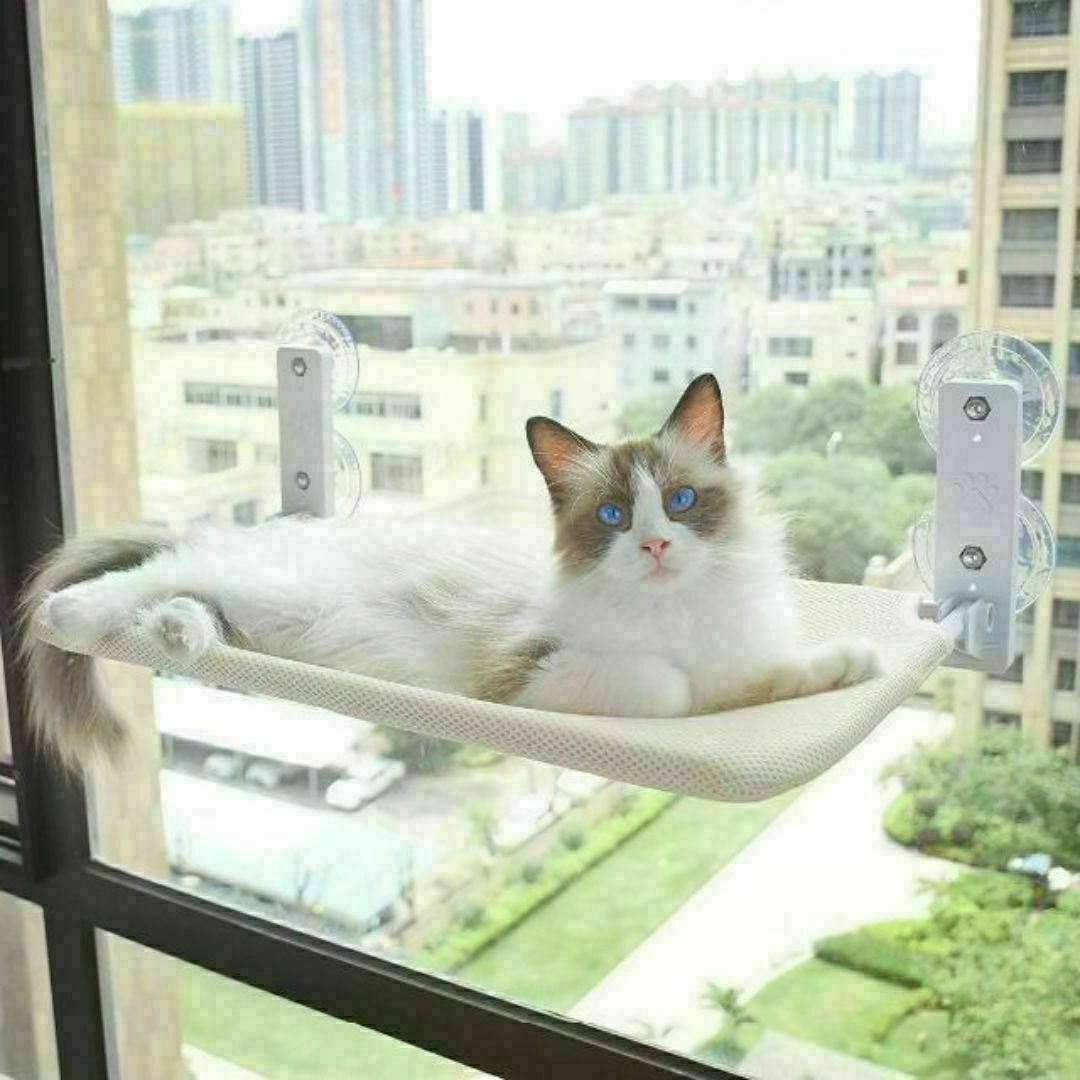 ベージュメッシュ　ハンモック 吸盤式 窓　ねこ　ネコ　ネコベッド　418　猫 その他のペット用品(猫)の商品写真
