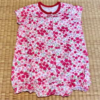 ミキハウス ベビー ロンパース 花柄 ピンク 80cm