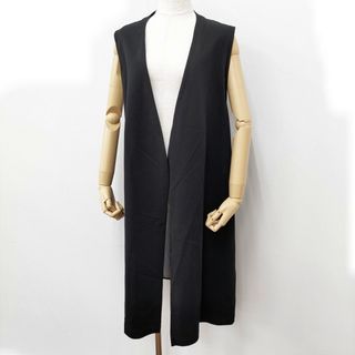 COMME CA TCポンチ ジレ ロング 定価36300円 34-33VK06 サイズ15 大きいサイズ ベスト 25SS ブラック レディース コムサ【中古】5-0710M♪(ベスト/ジレ)