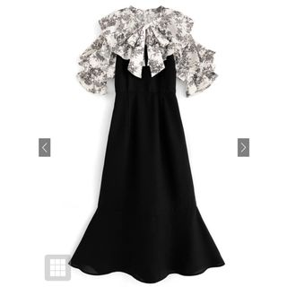 グレイル(GRL)のGRL トワルドジュイ柄ボウタイフリルワンピース[tu604] S 新品(ロングワンピース/マキシワンピース)