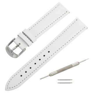 腕時計 ベルト ホワイト 18mm 交換工具&バネ棒付 牛革 メンズ レディース(レザーベルト)