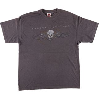 ハーレーダビッドソン(Harley Davidson)の古着 ハーレーダビッドソン Harley-Davidson ドクロ柄 スカル柄 モーターサイクル バイクTシャツ USA製 メンズL相当 /eaa570091(Tシャツ/カットソー(半袖/袖なし))