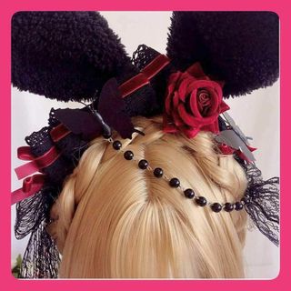 うさ耳 ハロウィンカチューシャ コスプレ ゴスロリ ロリータ ヘッドドレス仮装(小道具)