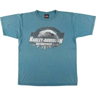 ハーレーダビッドソン(Harley Davidson)の古着 00年代 ハーレーダビッドソン Harley-Davidson 鷲柄 イーグル柄 モーターサイクル バイクTシャツ USA製 メンズXL相当 /eaa568540(Tシャツ/カットソー(半袖/袖なし))