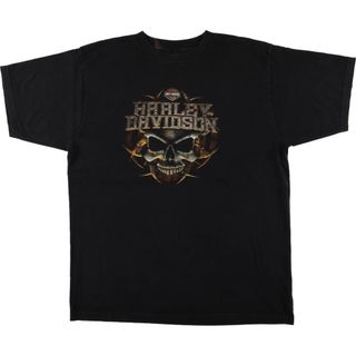 ハーレーダビッドソン(Harley Davidson)の古着 00年代 ハーレーダビッドソン Harley-Davidson ドクロ柄 スカル柄 モーターサイクル バイクTシャツ USA製 メンズXXL相当 /eaa568541(Tシャツ/カットソー(半袖/袖なし))