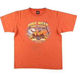 ハーレーダビッドソン(Harley Davidson)の古着 ハーレーダビッドソン Harley-Davidson 鷲柄 イーグル柄 モーターサイクル バイクTシャツ USA製 メンズXL相当 /eaa568555(Tシャツ/カットソー(半袖/袖なし))