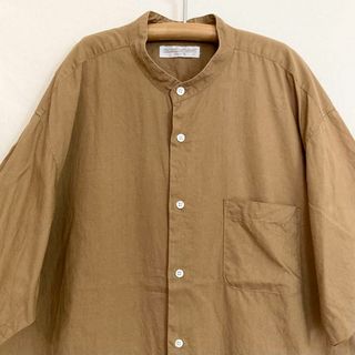 ヴィンテージ(VINTAGE)の80s日本製ハーブ染め オーバーサイズ バンドカラーシャツ　ユニセックス(シャツ)