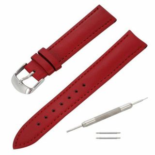 腕時計 ベルト レッド 20mm 交換工具&バネ棒付 牛革 メンズ レディース(レザーベルト)