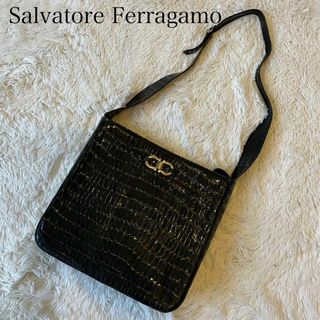 Salvatore Ferragamo - 良品★フェラガモ ワンショルダーバッグ クロコ型押し