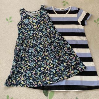 t/mini ストライプワンピースと花柄ワンピースセット