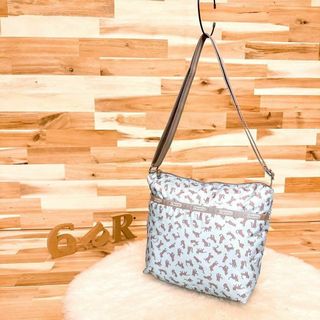 レスポートサック(LeSportsac)の【レスポートサック】キャット 猫ねこ ショルダーバッグ 総柄 軽量 青×ベージュ(ショルダーバッグ)