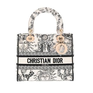 ディオール(Dior)の中古 ディオール Dior M05650ECO_M911 レディース ハンドバッグ ホワイト/ブラック キャンバス(ハンドバッグ)