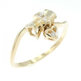 K18YG ハート×リボン ダイヤモンド リング 0.03CT(リング(指輪))