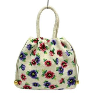 フェイラー(FEILER)のFEILER(フェイラー) ハンドバッグ美品  - アイボリー×パープル×マルチ 花柄/アネモネプティ/巾着型(ハンドバッグ)