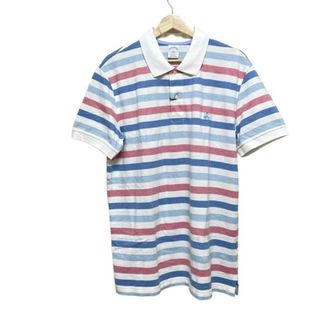 BrooksBrothers(ブルックスブラザーズ) 半袖ポロシャツ サイズL メンズ美品 - 白×ブルー×マルチ ボーダー