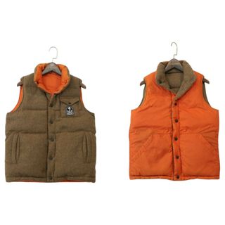 FIDELITY フィデリティ 秋冬 2way リバーシブル★ ウール ツイード ダウン ベスト Sz.M メンズ