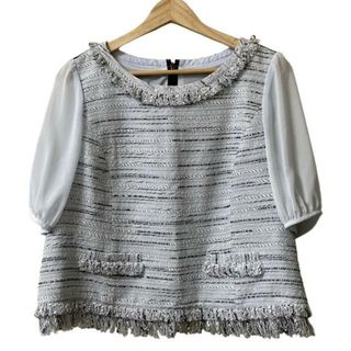 トゥービーシック(TO BE CHIC)のTO BE CHIC(トゥービーシック) 半袖カットソー サイズ44 L レディース美品  - ライトブルー×白×黒(カットソー(半袖/袖なし))